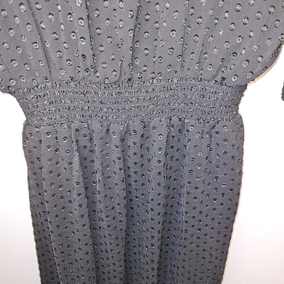 IMNYC BLACK  POLKA DOT DRESS WITH 3/4 SLEEVES AND ELASTIC WAIST - Picture 3 of 7